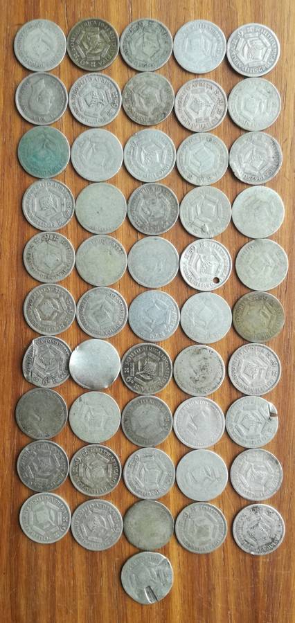 South Africa collection of 51 (80% Silver) Sixpence coins. 134.18 Grams.