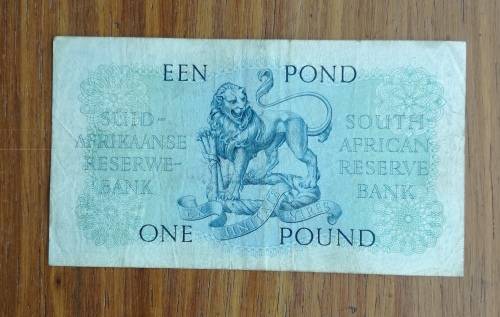 South Africa M.H. de Kock 30.8.56 Een Pond Bank note. (775)