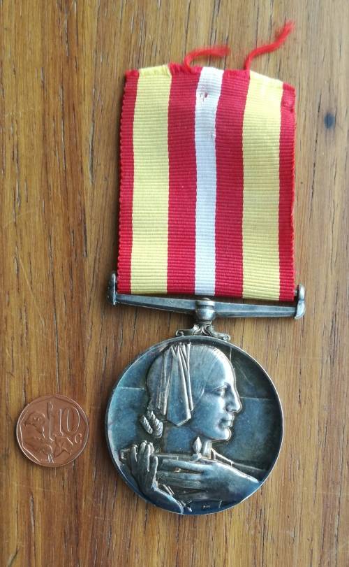 Great Britain 1932 Silver Red Cross Medical Voluntary Inter war Service Medal. J.A JOEL