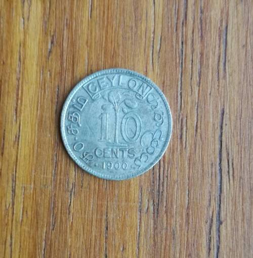 Ceylon 1900 Silver Queen Victoria 10 Cents. Great Condition.