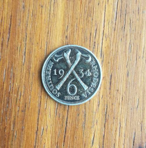 Southern Rhodesia 1934 Silver Sixpence.