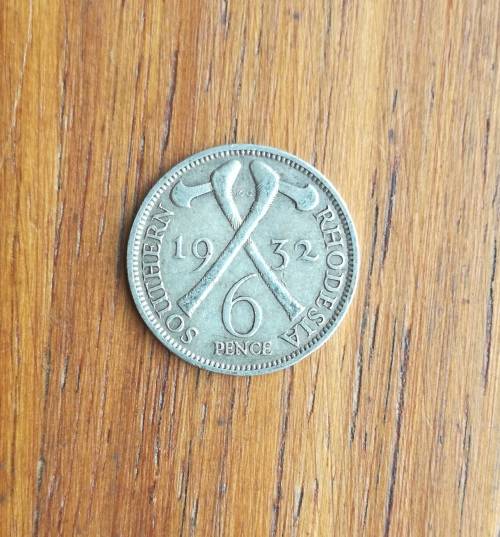 Southern Rhodesia 1932 Silver Sixpence.
