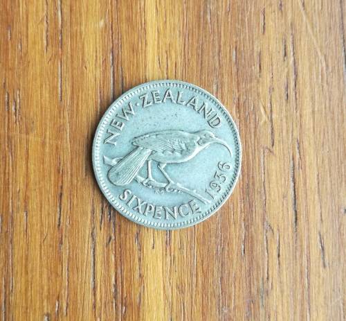 New Zealand 1936 Silver Sixpence.