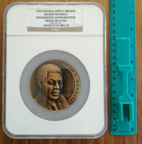 Nelson Mandela 1994 NGC MS64 BN Inauguration Medal. Very big Slab.