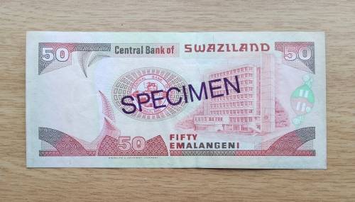SPECIMEN SWAZILAND 50 EMALANGENI BANK NOTE. NICE ITEM!!