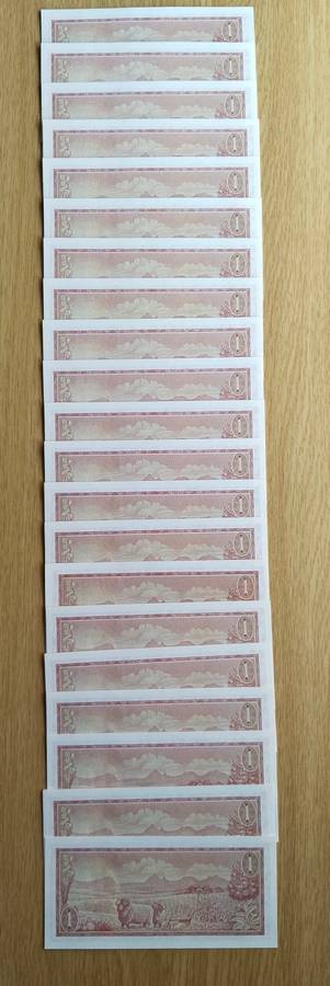 South Africa 21 UNC Low Consecutive Number De Jongh R2 Bank Notes. (208-228)