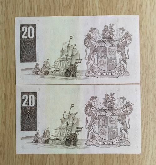 South Africa 2 UNC Consecutive number de Kock R20 Bank Notes. (087-088)