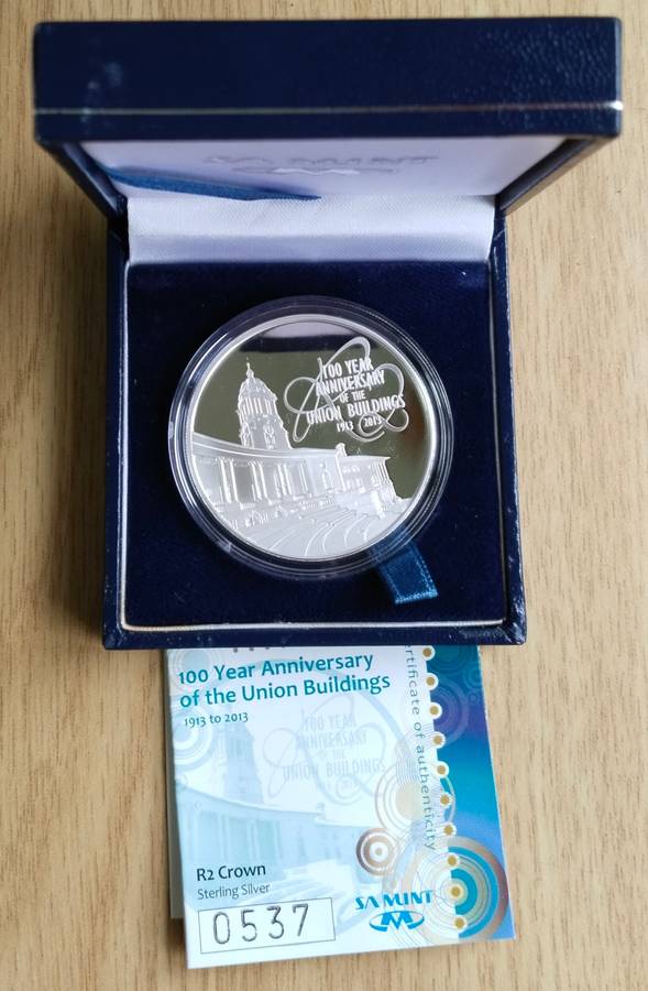 South Africa 100 Year Silver Proof Union Buildings R2