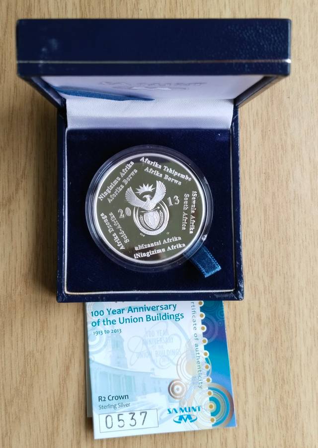 South Africa 100 Year Silver Proof Union Buildings R2