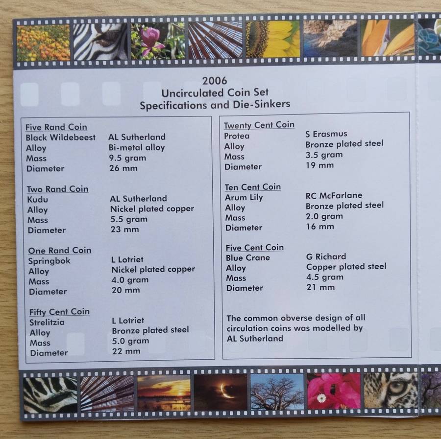 South Africa 2006 UNC Coin Set.