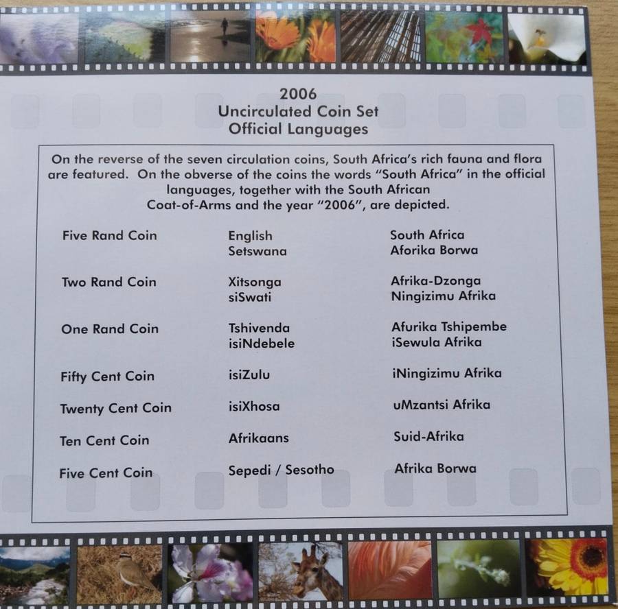 South Africa 2006 UNC Coin Set.