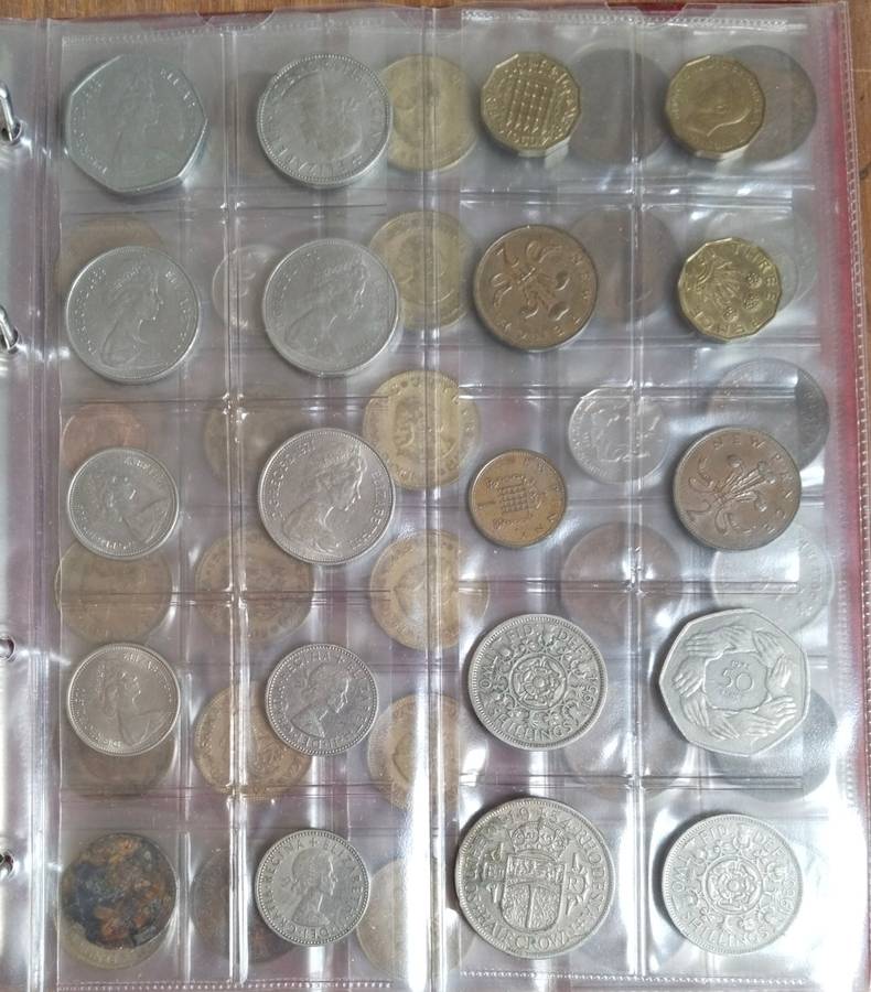 Collection of 91 old coins with album. Nice collection.