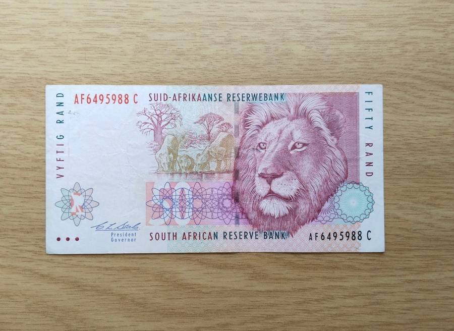 South Africa Red Water Variety Stalls R50 Bank Note. AF (988)
