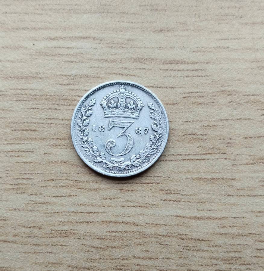 Great Britain Queen Victoria 1887 Silver Threepence