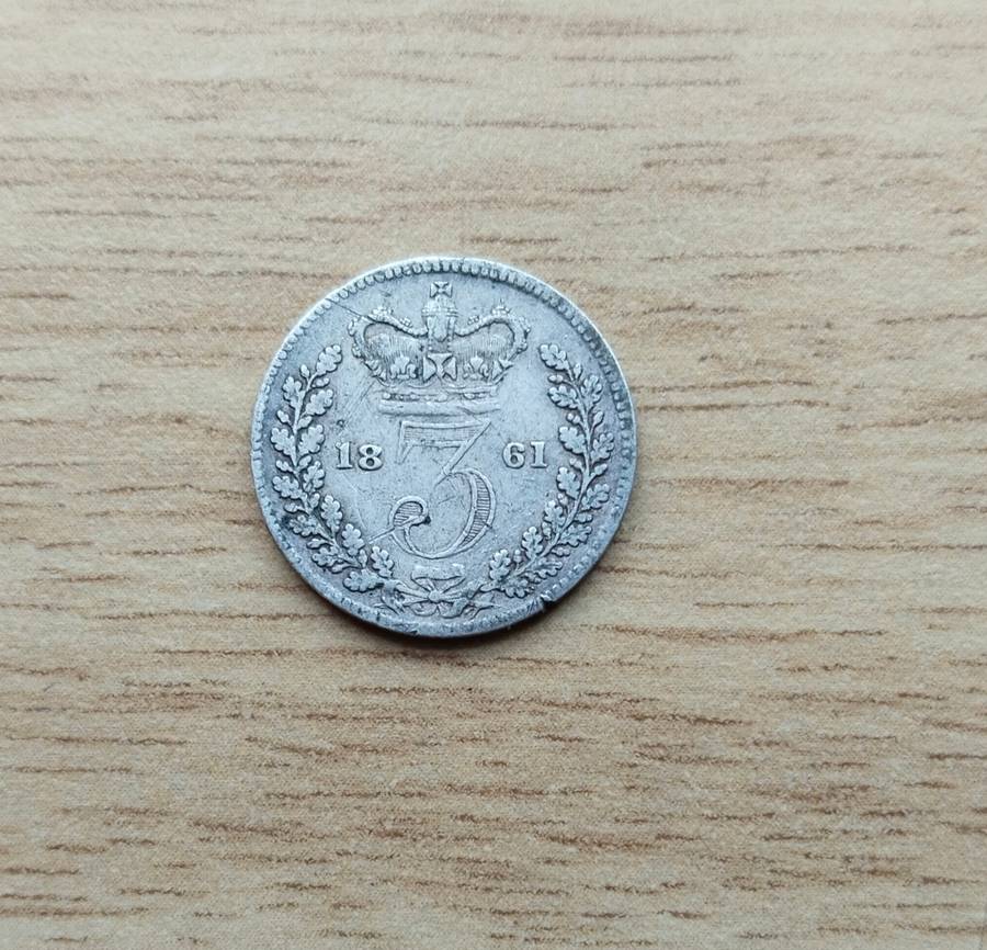 Great Britain Queen Victoria 1861 Silver Threepence.