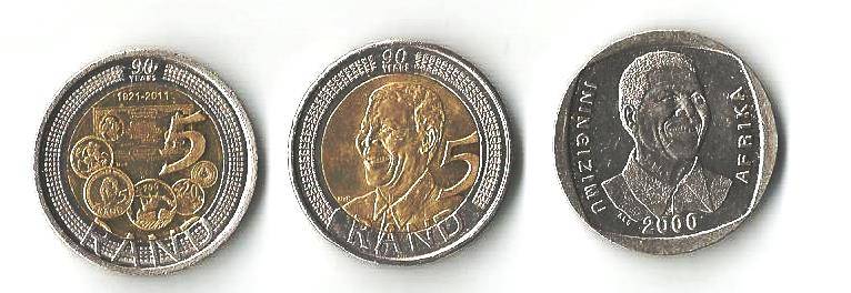 3X MANDELA   COLLECTABLE COINS SET OF 3 ,2000-2008-2011