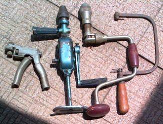 VINTAGE HAND DRILL + BRACE  +SAW +PUNCH