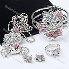 Hello Kitty jewellery set with necklace & pendant, bangle or bracelet, ring and earrings