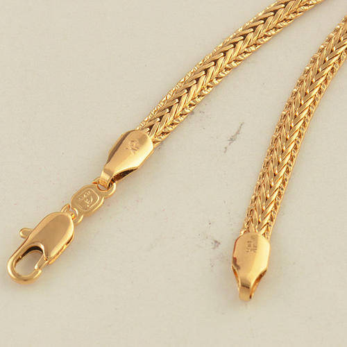 9k gold filled men's snake chain necklace with lobster clasp