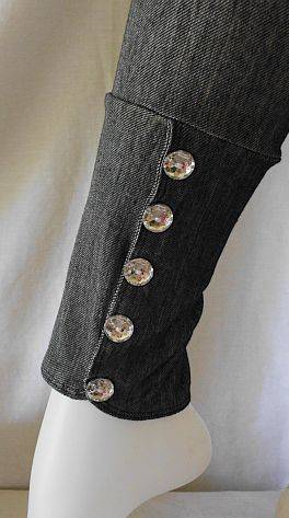 black denim jean-like tights leggings with decorative RHINESTONES near ankle - size small to medium