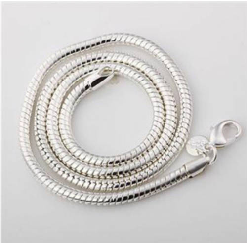 925 Sterling Silver filled 3mm thick snake chain necklace 18inch/46cm length