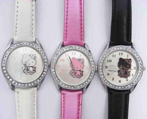 black hello kitty watch with swarovski crystals