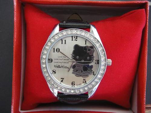 Black Hello Kitty watch with Swarovski crystals