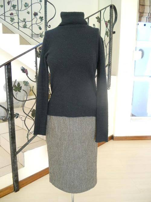 Merien Hall brown and black interwoven winter knee length skirt - size 10