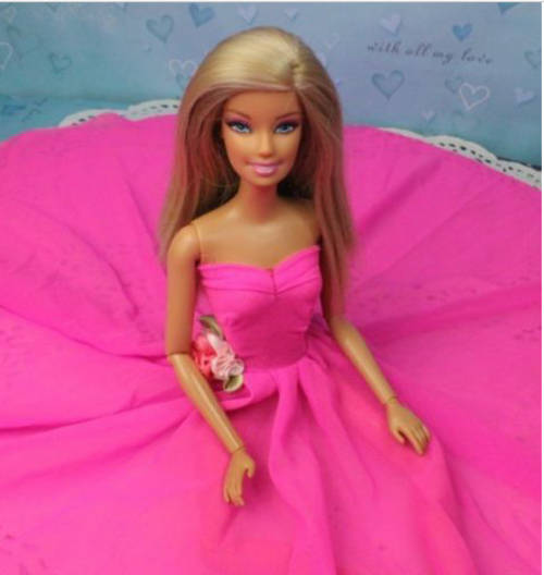 Stunning bright pink flared Barbie doll dress