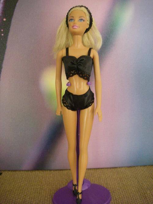 black satin lace underwear lingerie barbie steffi love doll bedtime nightie sleepwear evening