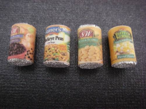Barbie doll accessories, food accessories, 4 x food tins