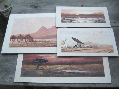 A group of 4 P Van Blommestein Signed oil on boards African scenes