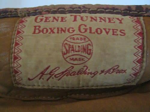 A RARE pair of Leather Gene Tunney Boxing Gloves made by A G Spalding & Bros circa 1920/30