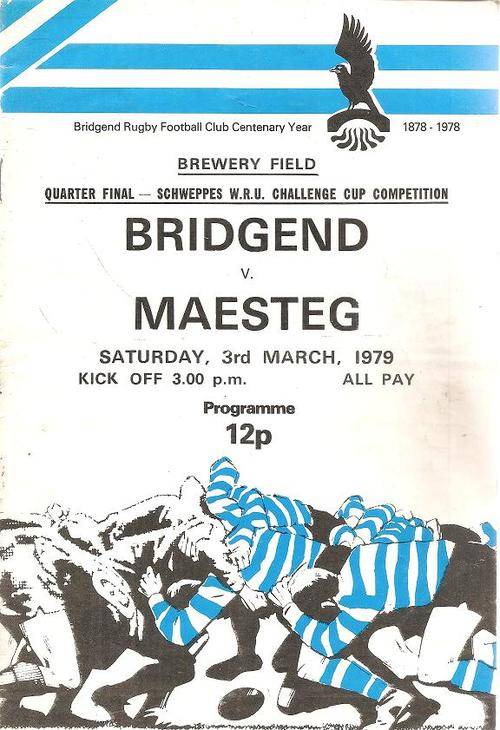 Bridgend v Maesteg Schweppes W.R.U Challenge Cup Competition Quarter Final March 1979