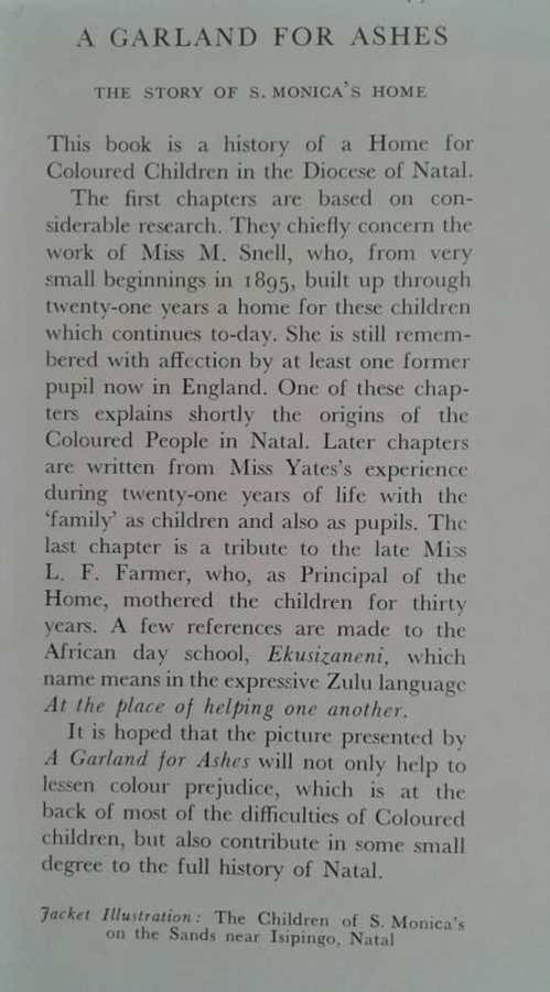 A Garland For Ashes The Story of St Monica`s Home by Ruby Yates