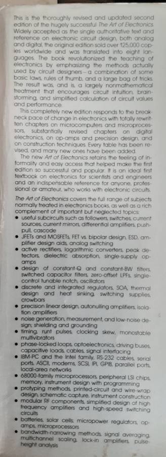 The Art of Electronics by Paul Horowitz & winifred Hill SECOND EDITION