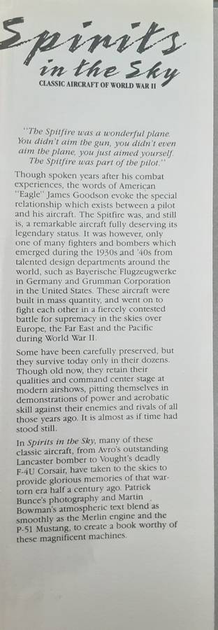 Spirits in the Sky, Classic Aircraft of World War II by Martin Bowman