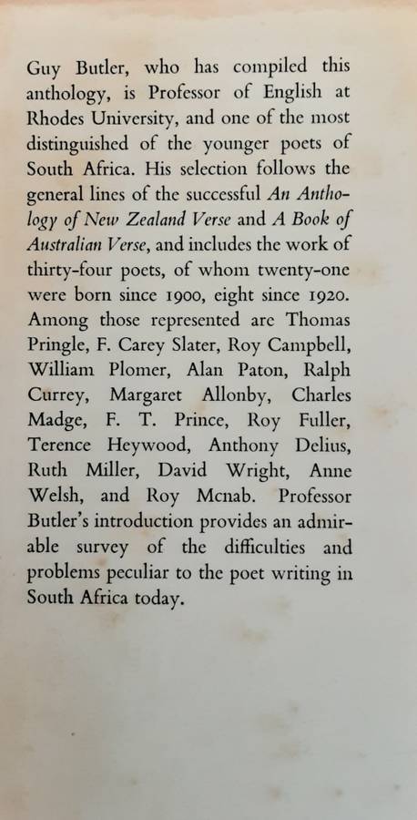 A Book of South African Verse selected & Edited by Guy Butler