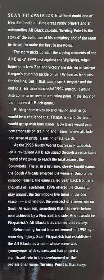 Sean Fitzpatrick Turning Point The Making of a Captain by Sean Fitzpatrick & Duncan Johnstone