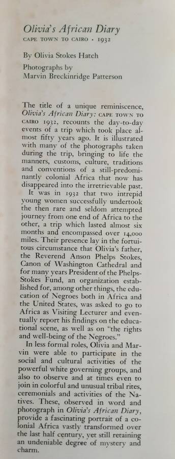 Olivia`s African Diary Cape Town To Cairo 1932 by Olivia Stokes Hatch