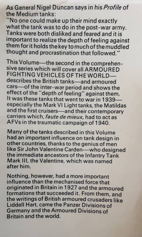 AFV 1919/40 British Armoured Fighting Vehicles by Duncan Crow