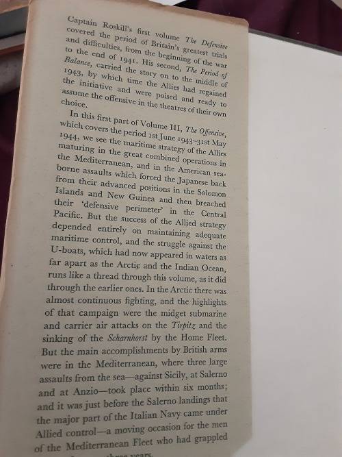 History of the Second Worlds War, The War At Sea Volume III Part 1 by Captain S W Roskill