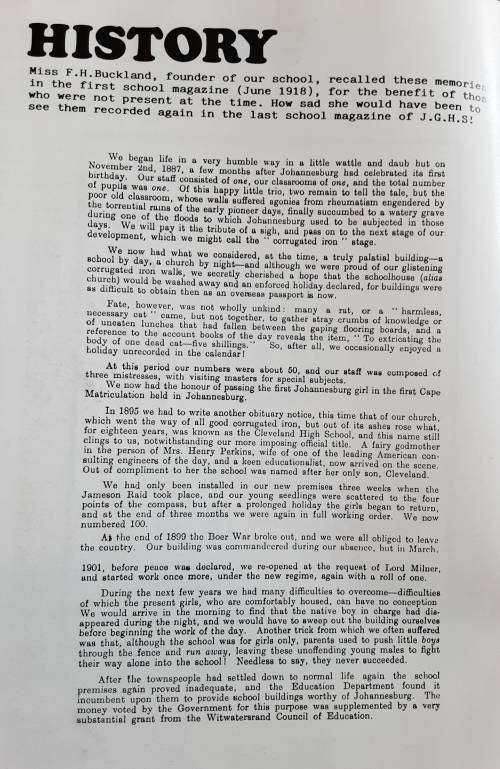 Johannesburg High School for Girls 1989 In my end is my beginning