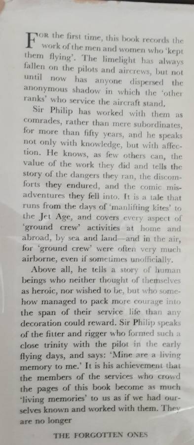 The Forgotten Ones, The Story of the Ground Crews by Sir Philip Joubert De La Ferte