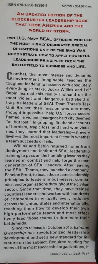 Extreme Ownership How U S Navy Seals Lead and Win by Jocko Willink and Leif Babin
