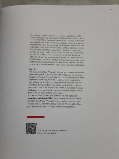 Porsche Mission 2014 Our Return: Spirit, Principle, Vision **SCARCE TITLE** in Slipcase