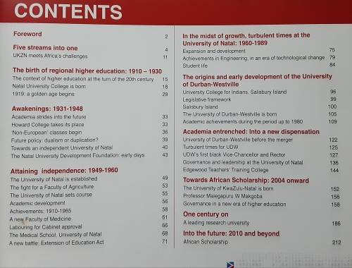 University of KwaZulu-Natal 100 years of Academic Excellence in the Province 1910-2010
