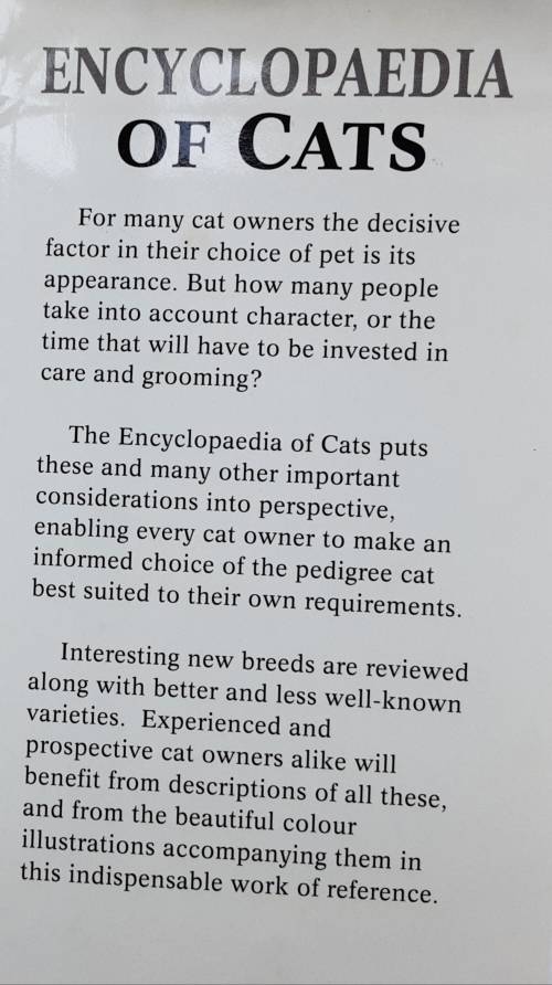 Encyclopedia of Cats by Esther J J Verhoff-Verhallen