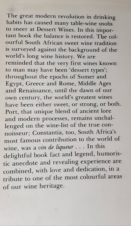Dessert Wine in South Africa by Andre Brink