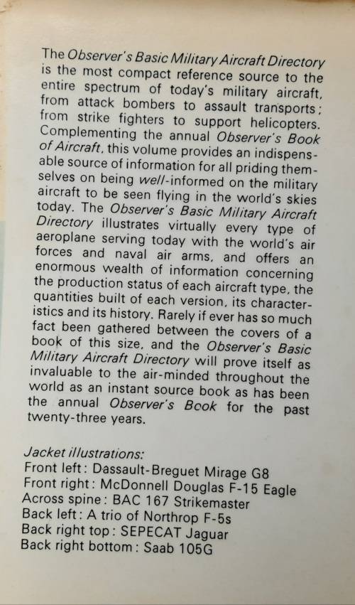 The Observer`s Basic Military Aircraft Directory by William Green and Gordon Swanborough